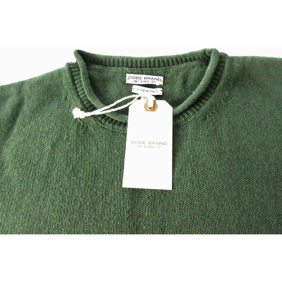 Oobe Brand Men's Howell Crew Neck Cotton Linen Sweater Militaire Green NWT - Picture 2 of 6